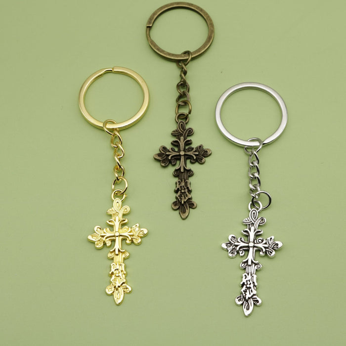Zinc Alloy Minimalist Cross Keychain Bag Charm Gift – Antique Copper