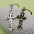 Zinc Alloy Minimalist Cross Keychain Bag Charm Gift – Antique Copper view 4
