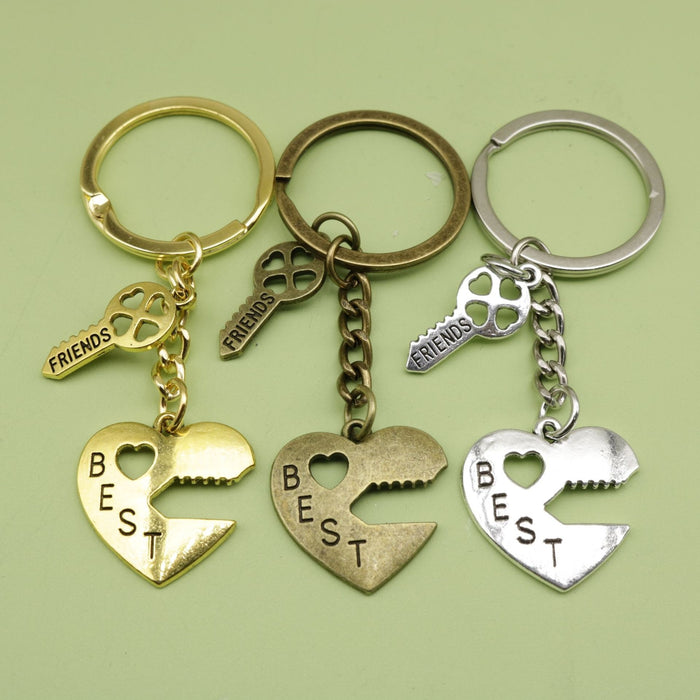 Zinc Alloy Heart Best Friend Keychain Bag Charm Gift