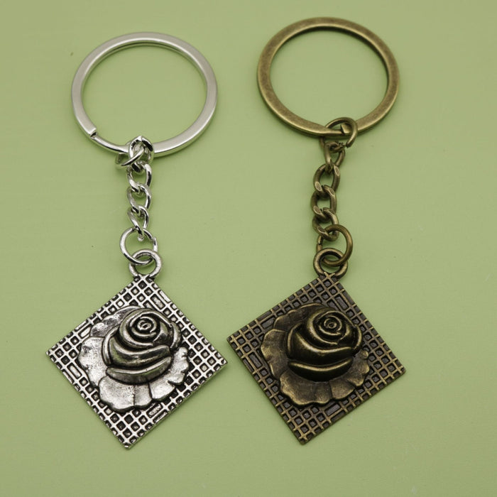 Metal Rose Keychain Bag Charm