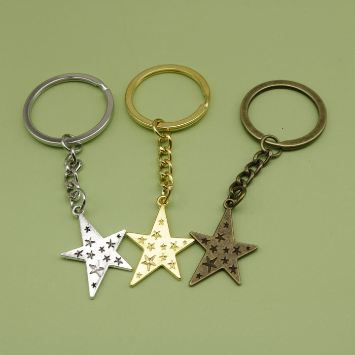 Metal Simple Five Point Star Keychain Bag Charm Gift