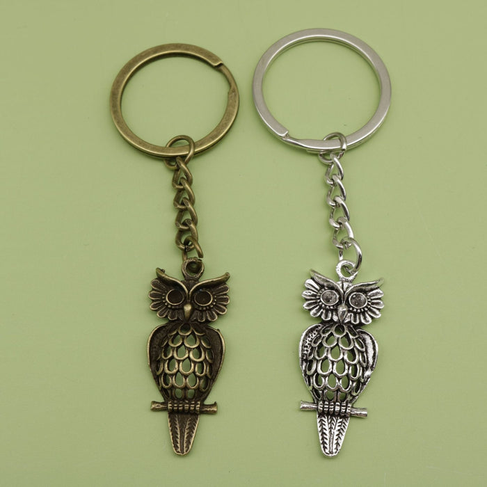 Zinc Alloy Simple Owl Shape Keychain Bag Charm Gift Accessory