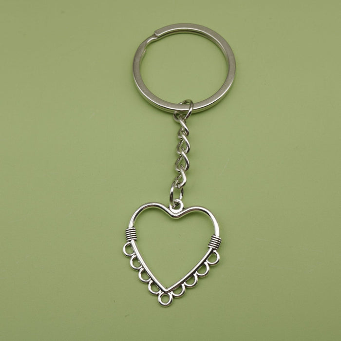 Metal Heart Keychain Bag Charm – Silver