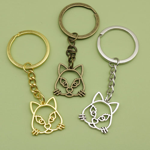 Metal Hollow Cat Keychain Bag Charm Gift For Women