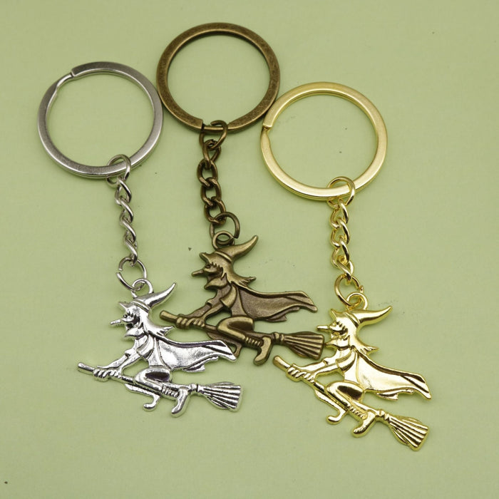 Zinc Alloy Witch Broom Keychain Bag Charm Gift