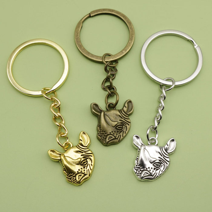 Metal Rhinoceros Keychain Bag Charm