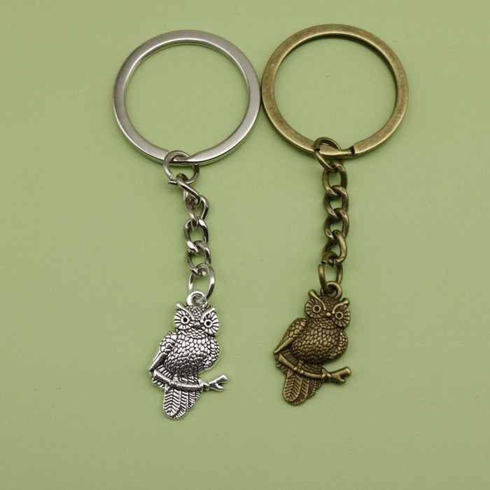 Metal Owl Keychain Bag Charm