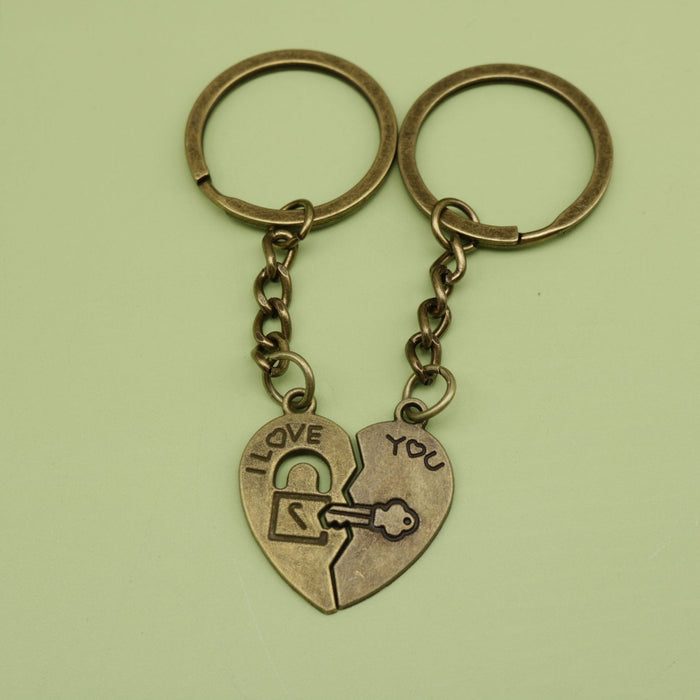 Zinc Alloy Heart Couple Keychain Romantic Bag Charm