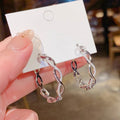 Wave Line Large Hoop Earrings For Women, Trendy Zircon Inlaid Statement Drop Earrings view 1