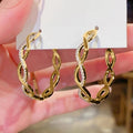Wave Line Large Hoop Earrings For Women, Trendy Zircon Inlaid Statement Drop Earrings view 2