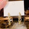 Wave Line Large Hoop Earrings For Women, Trendy Zircon Inlaid Statement Drop Earrings view 4