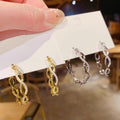 Wave Line Large Hoop Earrings For Women, Trendy Zircon Inlaid Statement Drop Earrings view 3