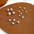Elegant Mini Dumbbell Rhinestone Pave Screw Stud Cartilage Ear Bone Pin Luxury Alloy Earrings view 2