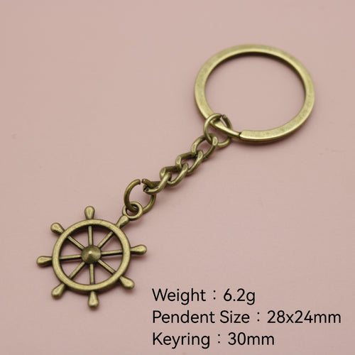 Metal Ship Wheel Keychain Key Ring Gift