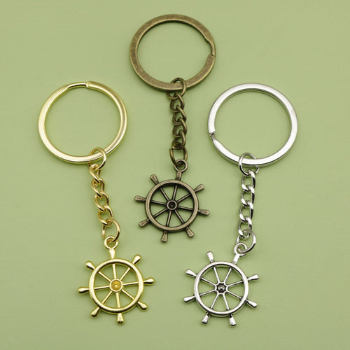 Metal Ship Wheel Keychain Key Ring Gift