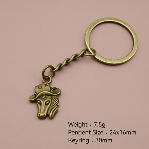 Metal Simple Horse Head Keychain Bag Charm Gift – Antique Copper