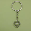 Metal Heart Cross Keychain Religious Bag Charm Key Ring view 1