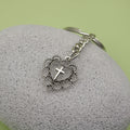 Metal Heart Cross Keychain Religious Bag Charm Key Ring view 4
