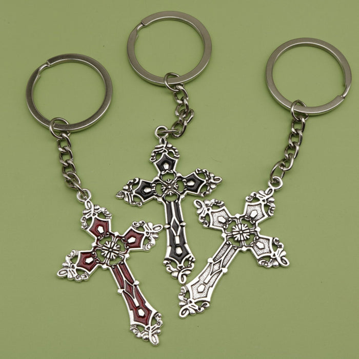 Zinc Alloy Cross Shape Keychain Key Ring Gift