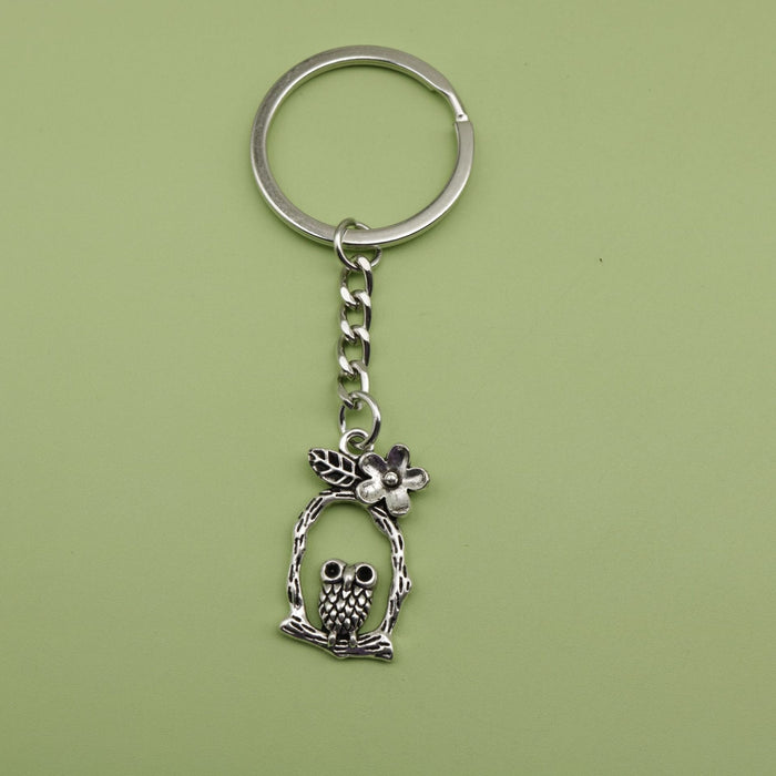 Zinc Alloy Cute Flower Owl Keychain Bag Charm Gift