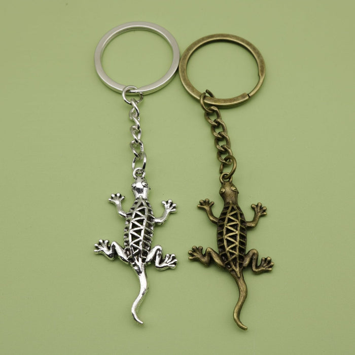 Metal Simple Gecko Lizard Keychain Bag Charm