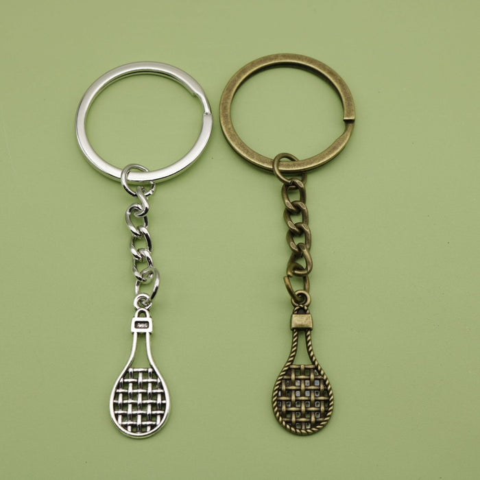 Metal Tennis Racket Keychain Bag Charm