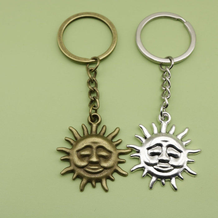 Metal Sun Keychain Simple Fashion Bag Charm Gift