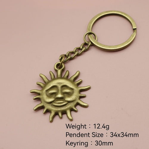 Metal Sun Keychain Simple Fashion Bag Charm Gift