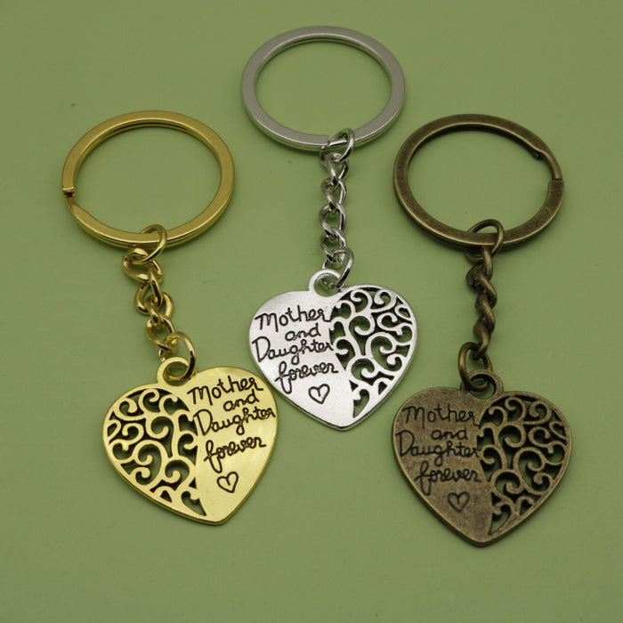 Metal Heart Letter Pendant Keychain Romantic Key Ring Gift