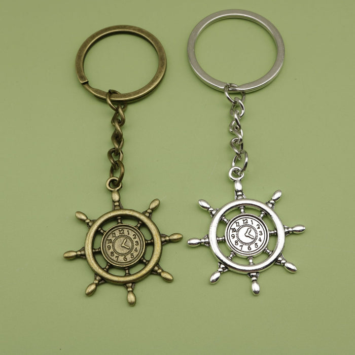 Zinc Alloy Simple Ship Helm Keychain Bag Charm Gift