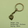Zinc Alloy Heart Love Keychain Bag Charm Gift – Antique Copper view 2