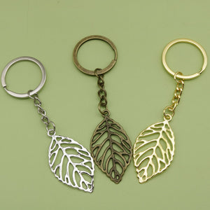 Metal Minimalist Leaf Keychain Bag Charm Gift – Antique Copper