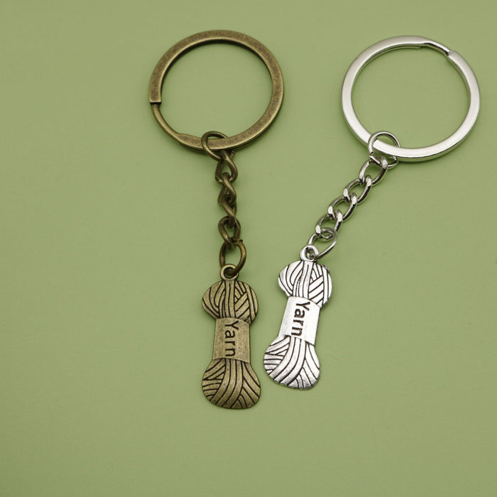 Metal Yarn Ball Keychain Bag Charm