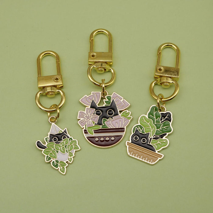 Zinc Alloy Enamel Cat Keychain Bag Charm Gift – Gold