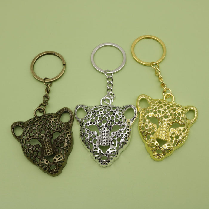 Metal Leopard Head Keychain Bag Charm