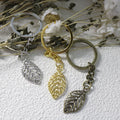 Zinc Alloy Minimalist Leaf Keychain Bag Charm Gift – Antique Copper view 3