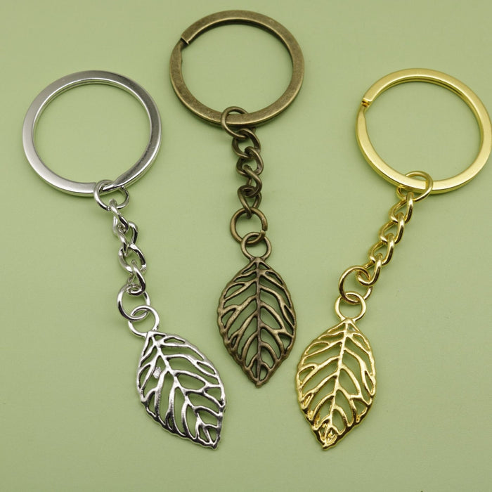 Zinc Alloy Minimalist Leaf Keychain Bag Charm Gift – Antique Copper