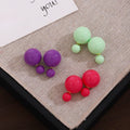 Korean Simple Candy Color Double Sided Acrylic Pearl Round Ball Studs Sweet Macaron Style Earrings view 3