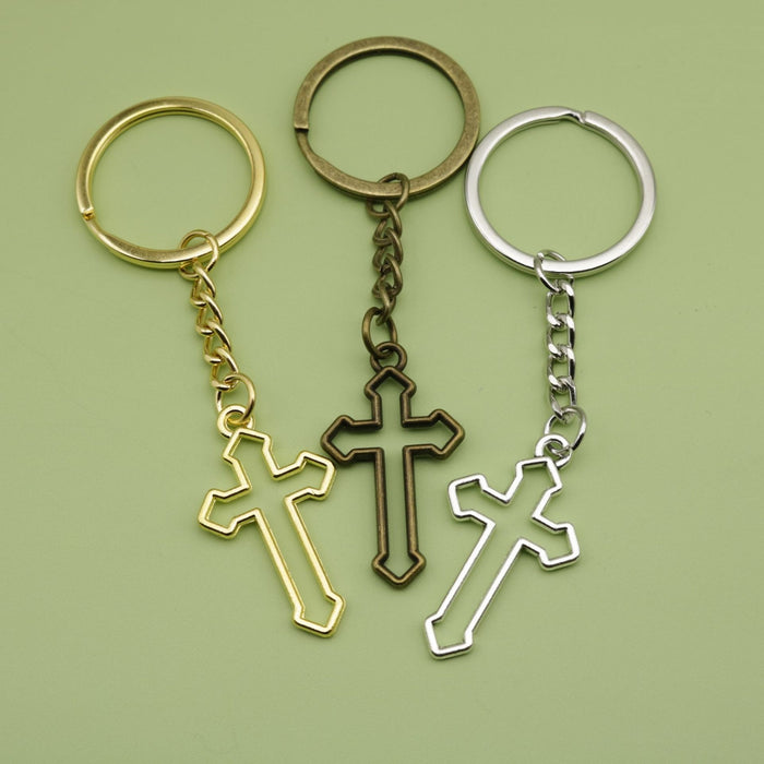Zinc Alloy Simple Cross Keychain Key Ring Gift
