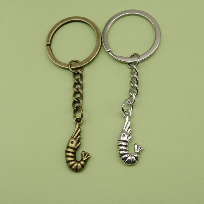Metal Shrimp Keychain Bag Charm