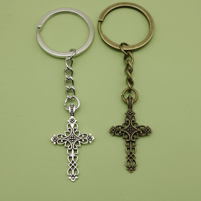 Metal Minimalist Cross Keychain Bag Charm Gift Accessory