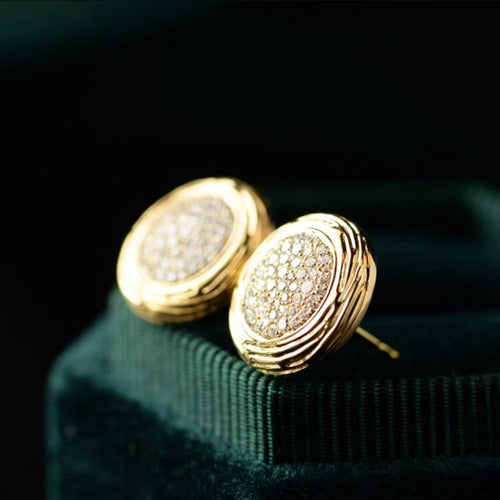 French Korean Light Luxury Micro Inlaid Zircon Stud Earrings For Women, Elegant Fashion Jewelry