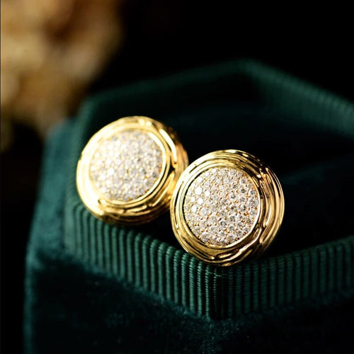 French Korean Light Luxury Micro Inlaid Zircon Stud Earrings For Women, Elegant Fashion Jewelry