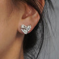European American Geometric Zircon Stud Earrings For Women, Sparkling Princess Style Ear Jewelry view 2