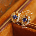 Light Luxury Geometric Stud Earrings For Women, Blue Evil Eye Micro Paved Zircon Ear Jewelry view 4