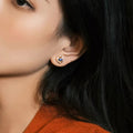 Light Luxury Geometric Stud Earrings For Women, Blue Evil Eye Micro Paved Zircon Ear Jewelry view 3
