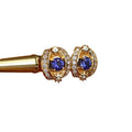Light Luxury Geometric Stud Earrings For Women, Blue Evil Eye Micro Paved Zircon Ear Jewelry view 5