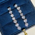 Heart Long Chain Drop Earrings For Women With Sparkling Zircon, Thin Fashion Gift Jewelry view 3