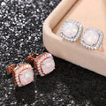 Geometric Micro Inlaid Stud Earrings For Women Trendy Light Luxury Banquet Ear Jewelry view 2