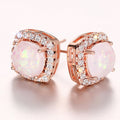 Geometric Micro Inlaid Stud Earrings For Women Trendy Light Luxury Banquet Ear Jewelry view 1